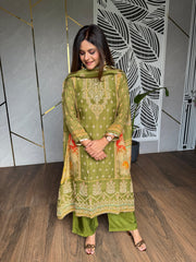 Tissue silk embroided suit (Saaz)