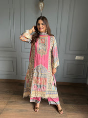 Digital crepe suit with beautiful detailing on complete suit (Rani)