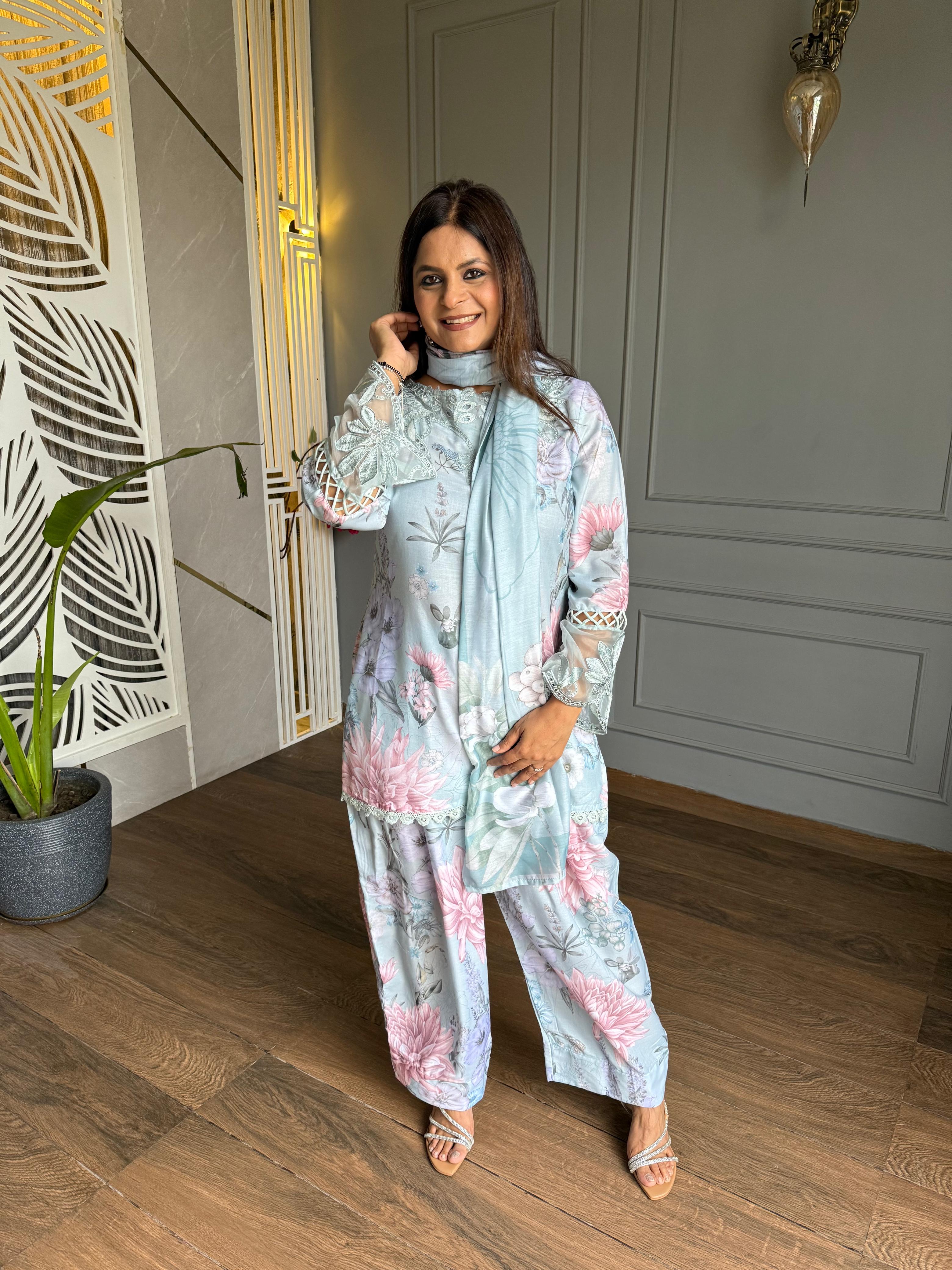 Cotton floral farshi salwar suit (Mahira)