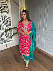 Pure chinnon embroided suit (Suhana)