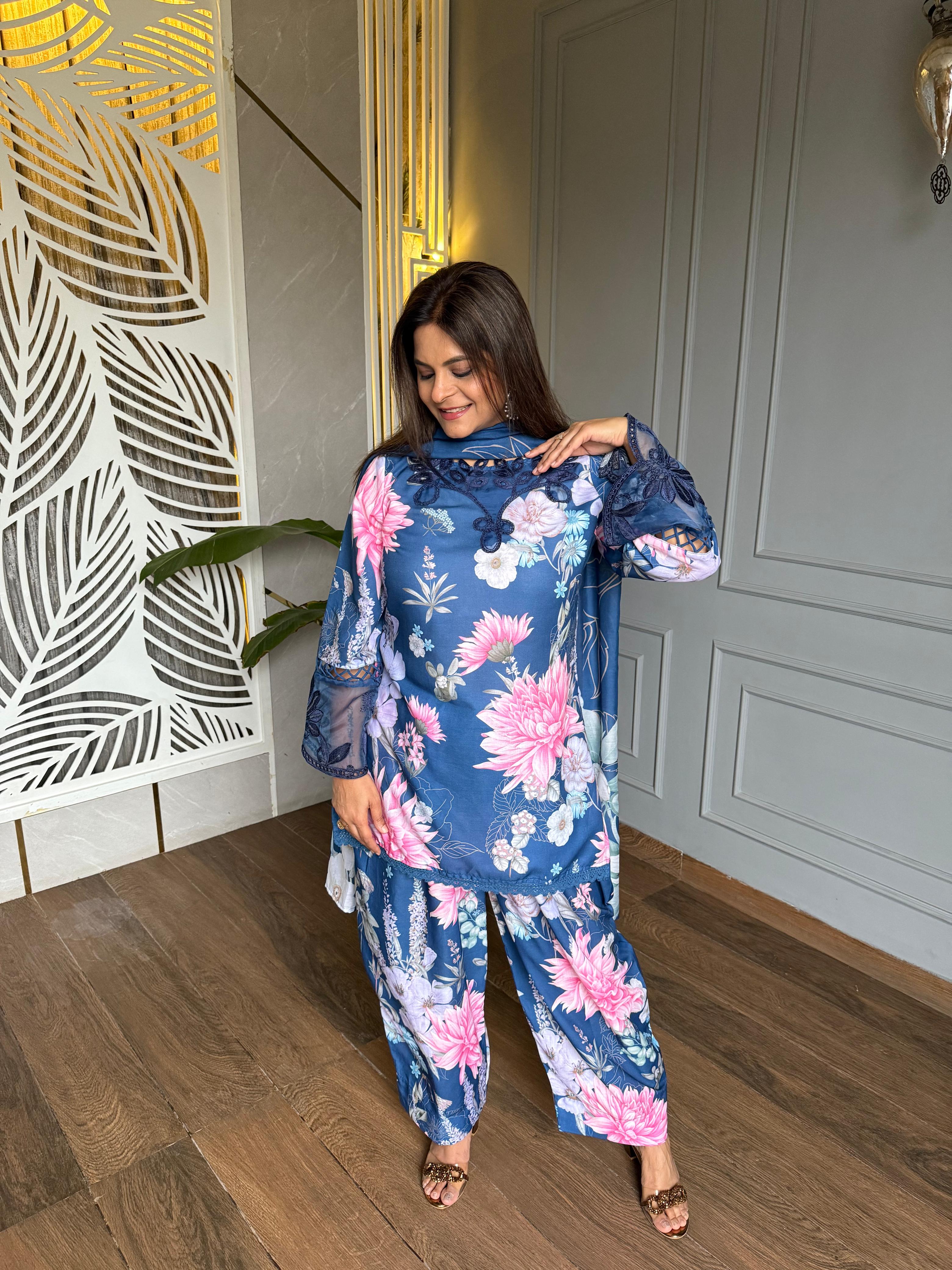 Cotton floral farshi salwar suit (Mahira)