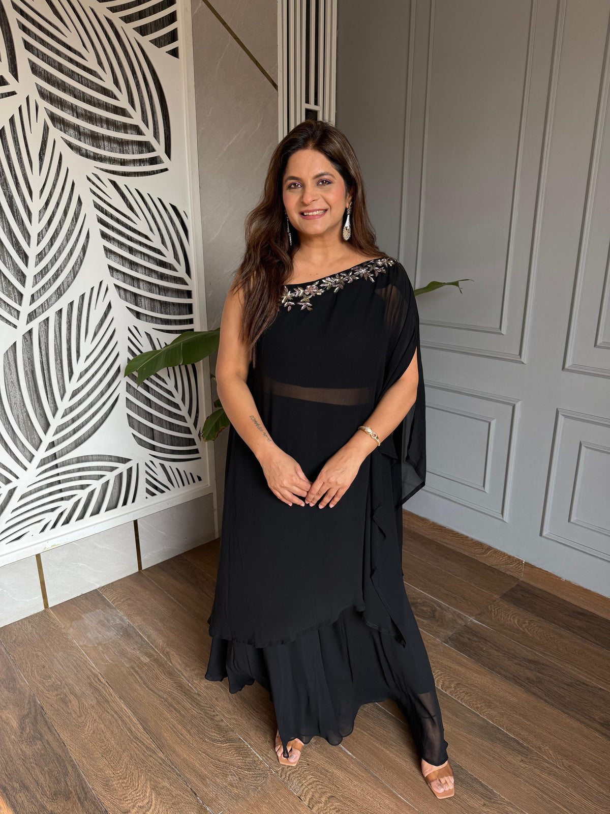 3 Piece georgette embroided co-ord set (Malabar)