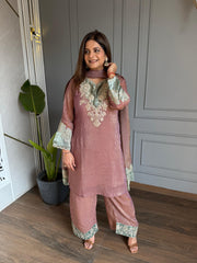 New crushed tissue embroidered suit with embroidered dupatta (Surekha)