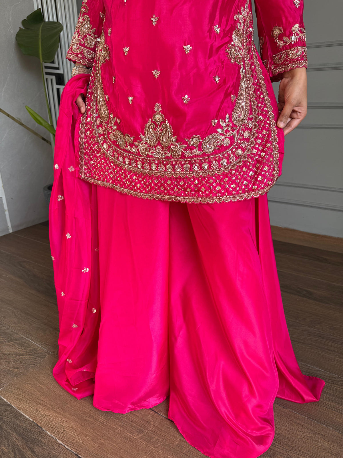Crepe fabric sharara suit with handwork detailing (Haseena)