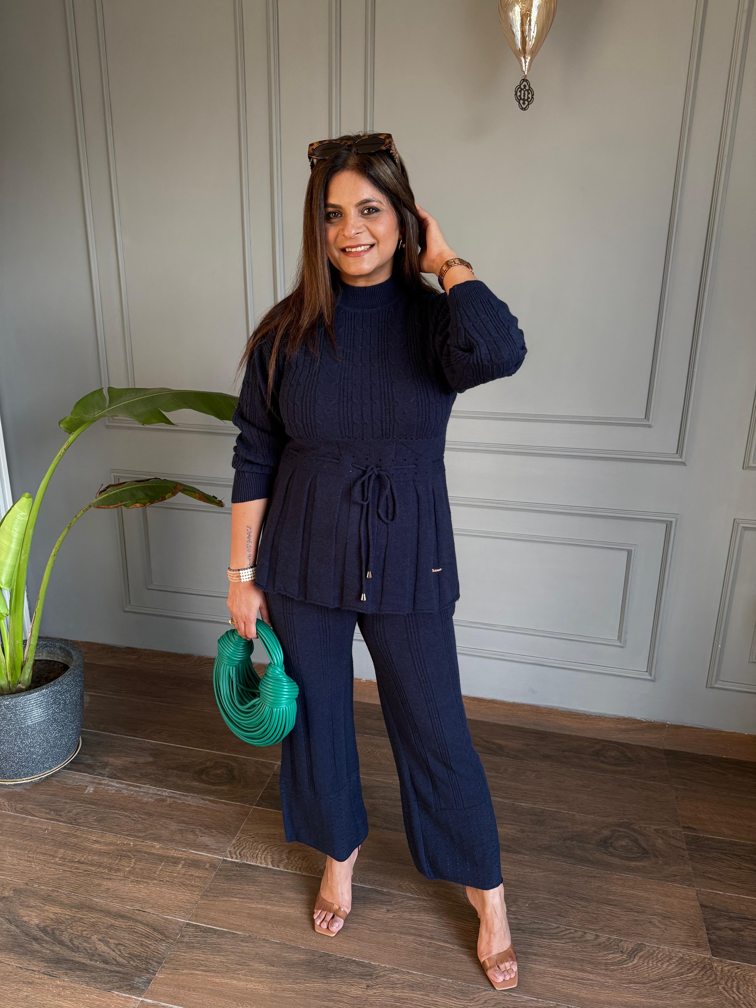 Warm and super soft stretchable knitted woollen co-ord set (Marigold)