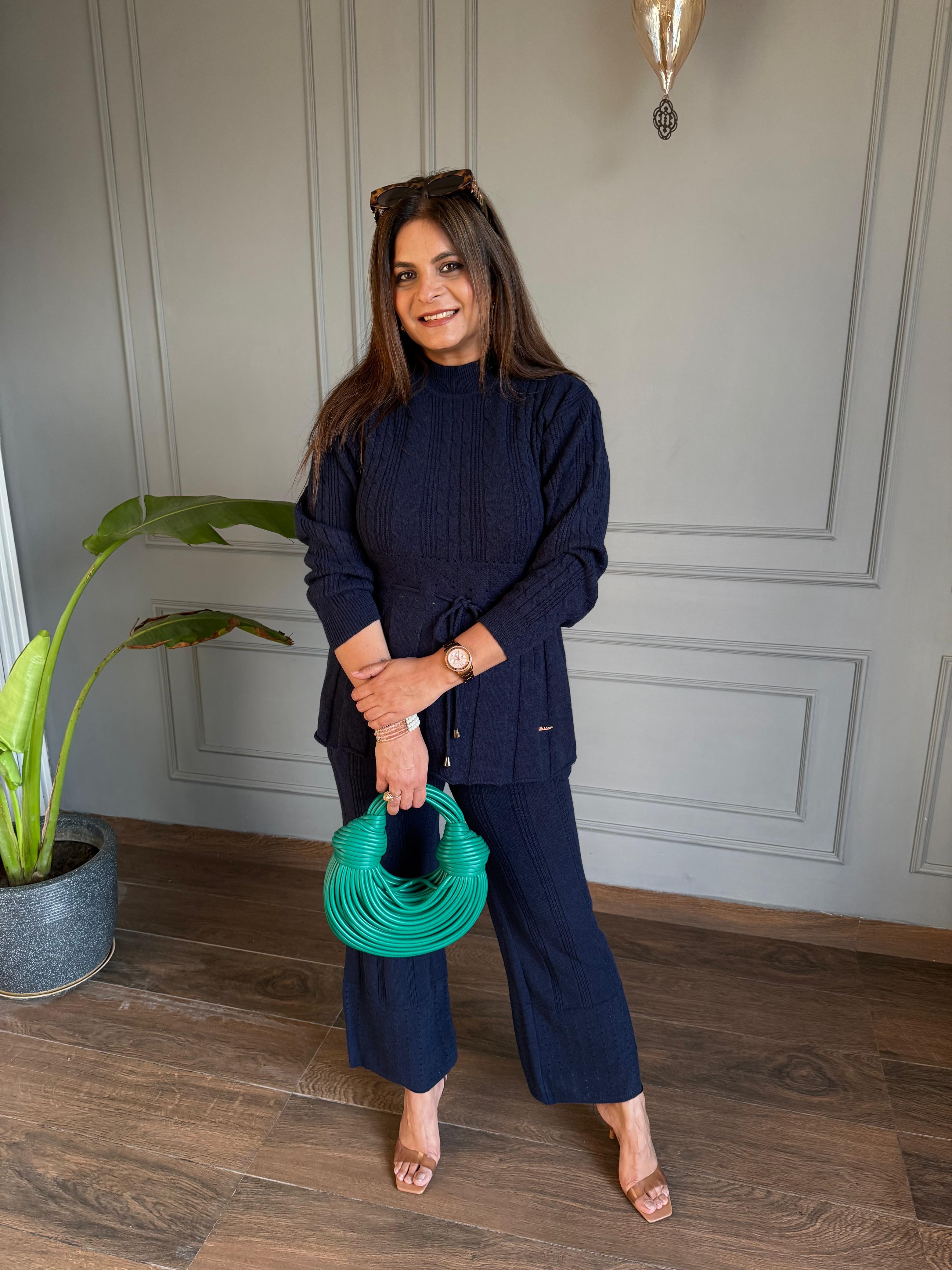Warm and super soft stretchable knitted woollen co-ord set (Marigold)