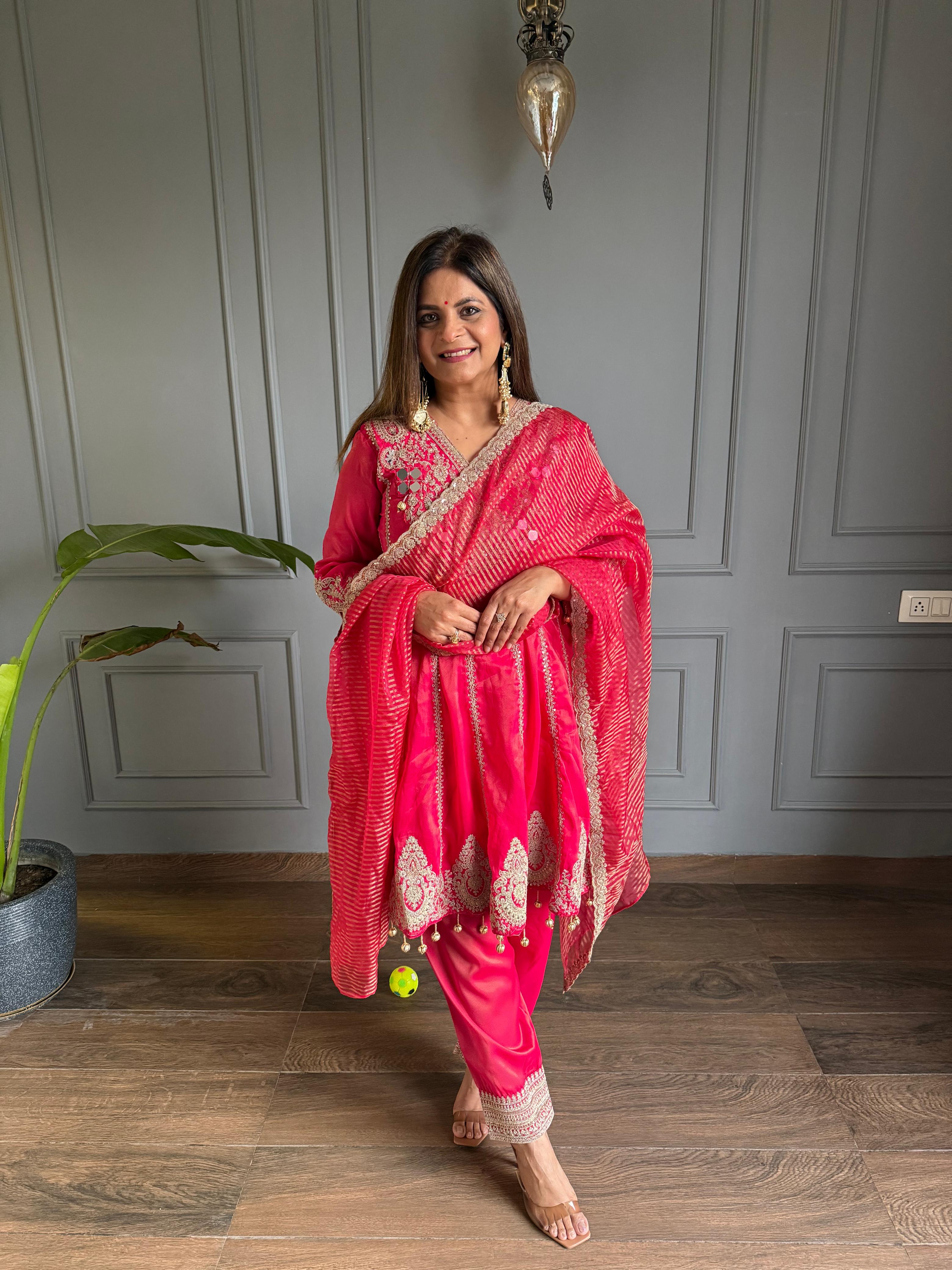 Payal embroided short anarkali suit