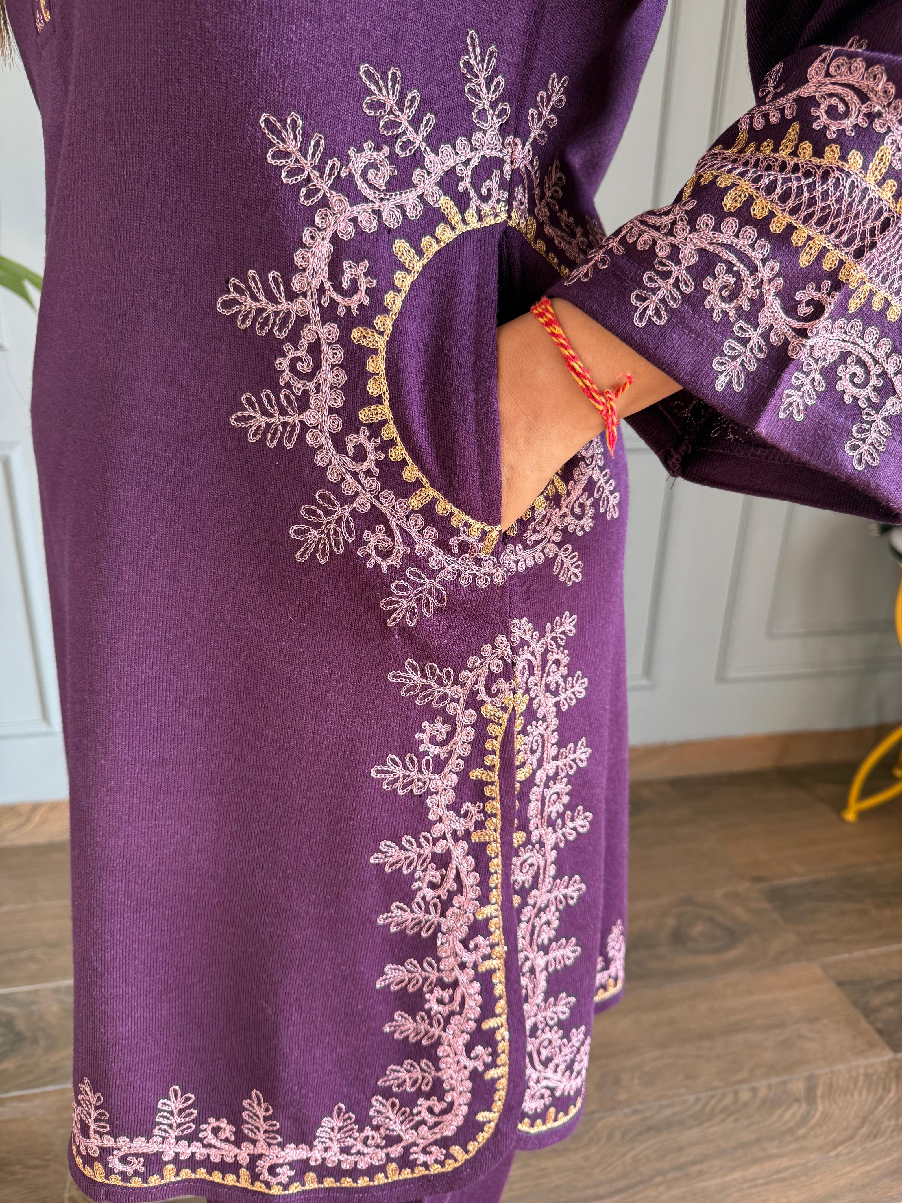 All new farshi salwar woollen embroided co-ord set (Noora)