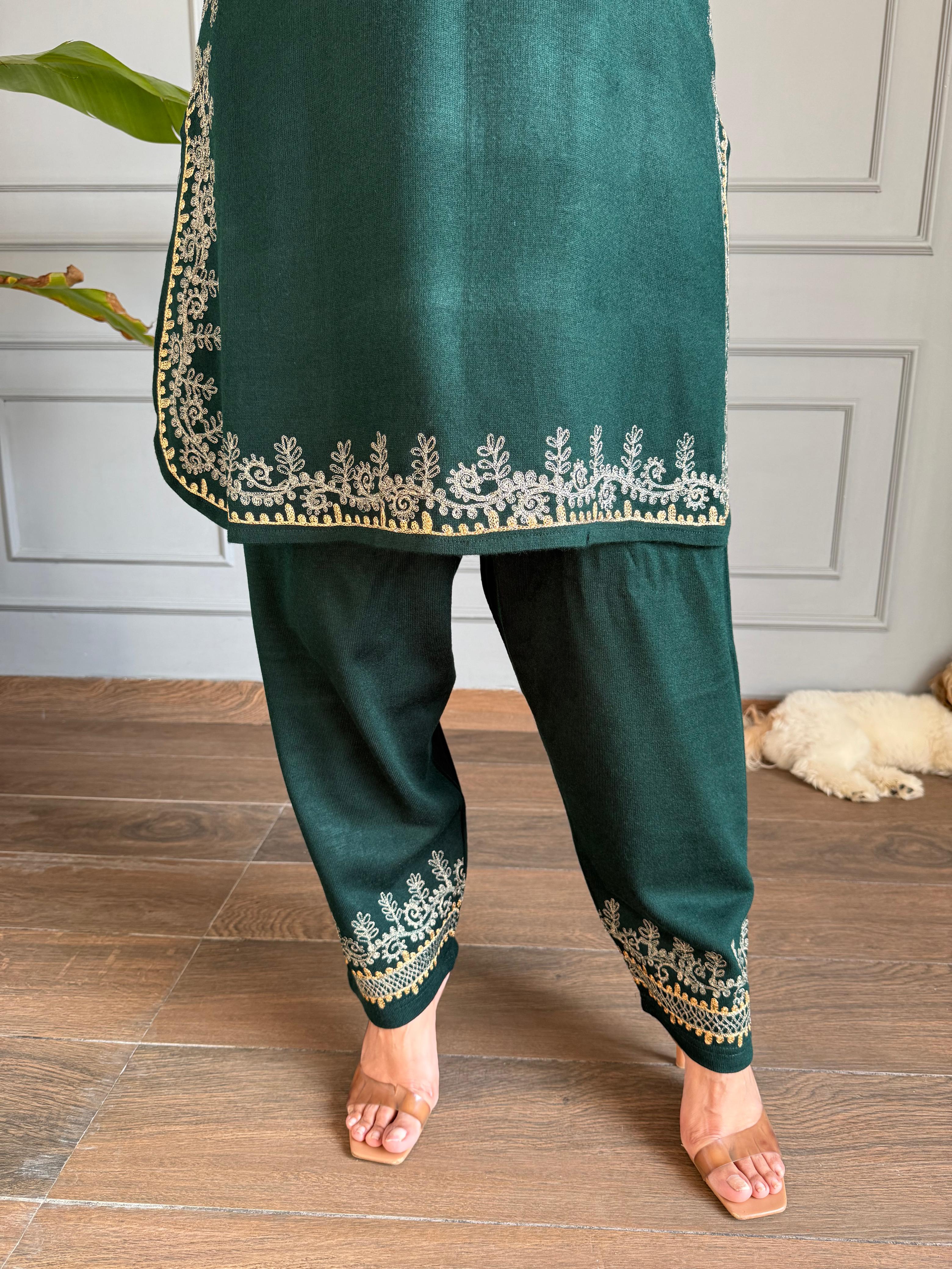 All new farshi salwar woollen embroided co-ord set (Noora)