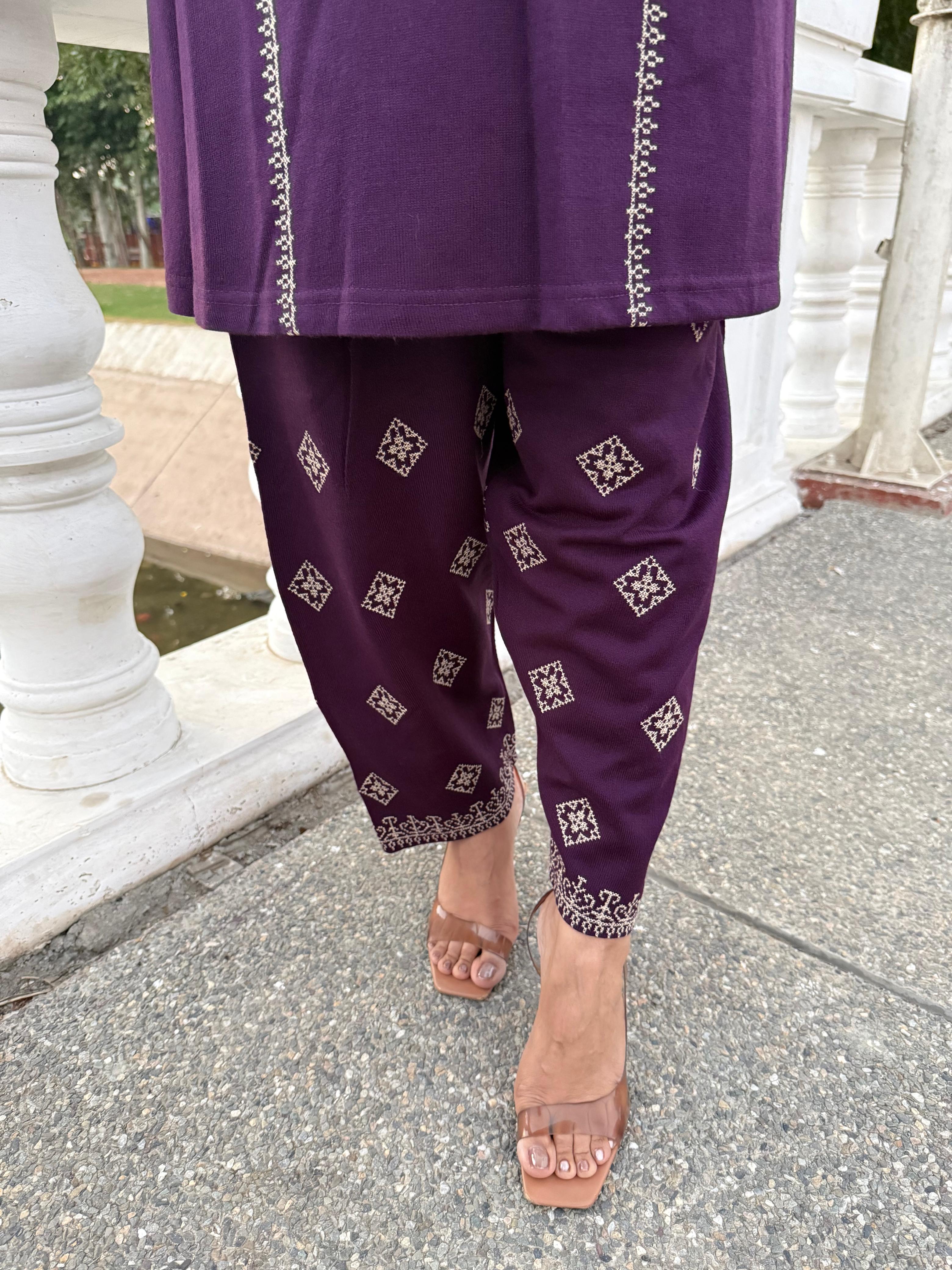 Gurnaaz 2 piece embroided woollen farshi salwar co-ord set