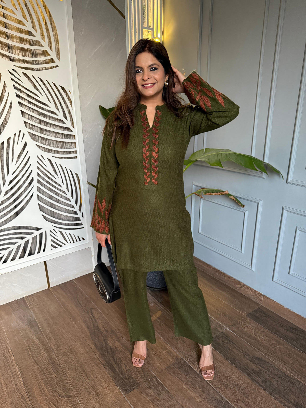 Embroided 2 piece woollen co-ord set (Olivia)