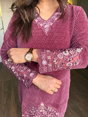 Strechable corduroy velvet embroided suit (Maria)