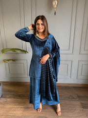 Velvet 3 piece embroided sharara suit (Rohini)