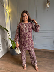 Full embroided corduroy with full lining co-ord set (Nehal)