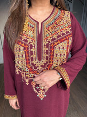 Imported stretchable woollen fabric kashmiri pheran set (Chamba)