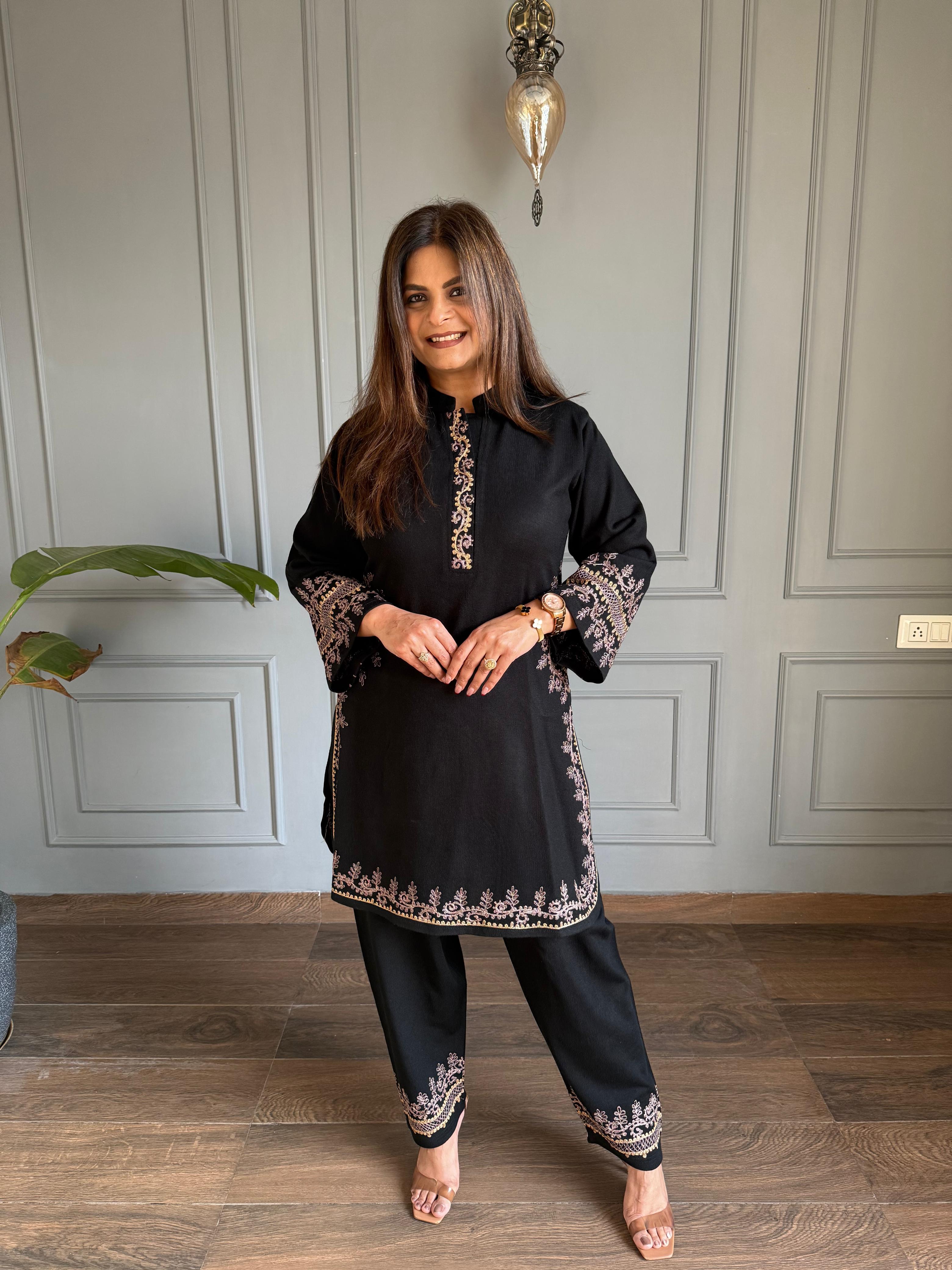 All new farshi salwar woollen embroided co-ord set (Noora)