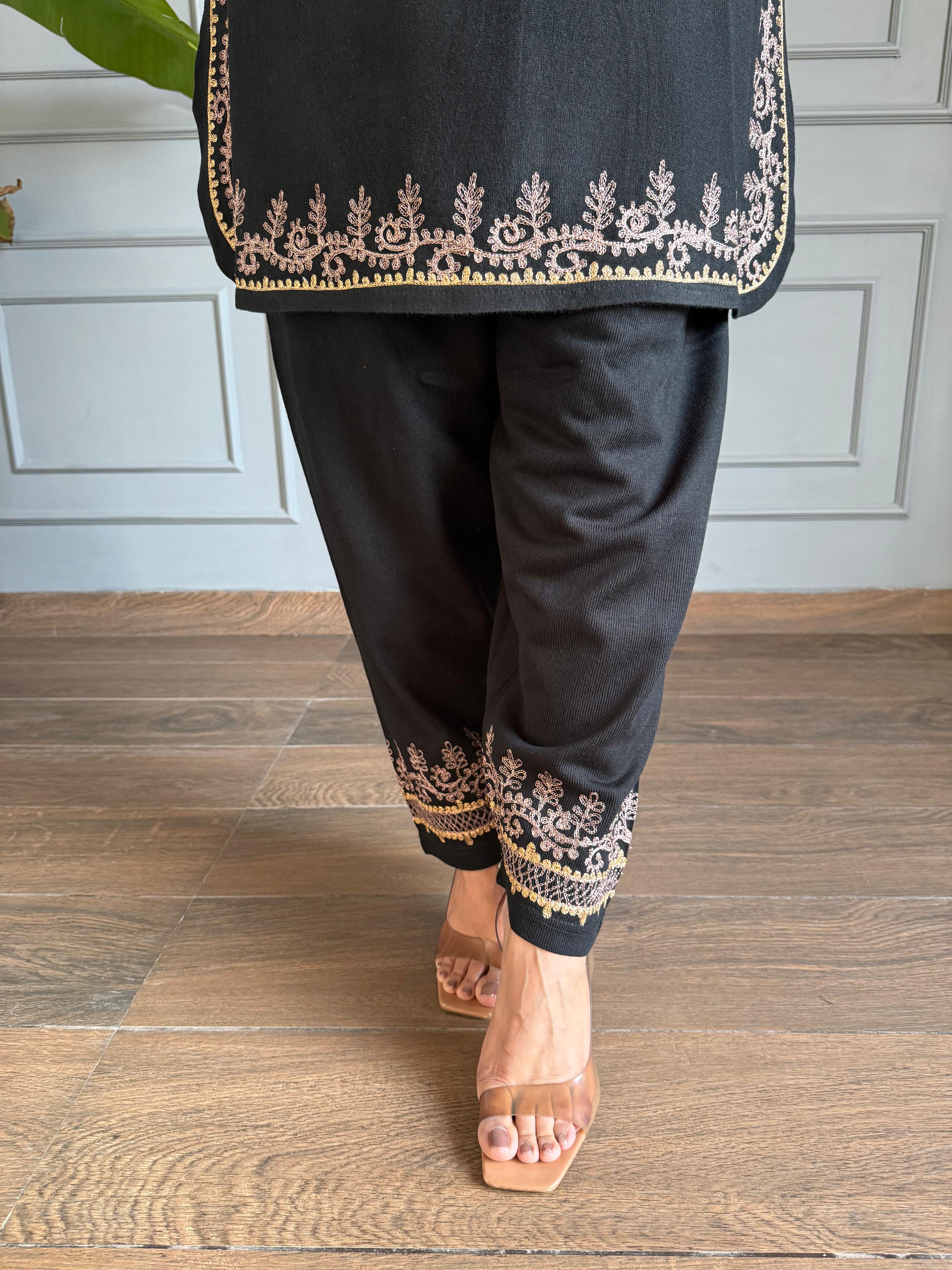 All new farshi salwar woollen embroided co-ord set (Noora)