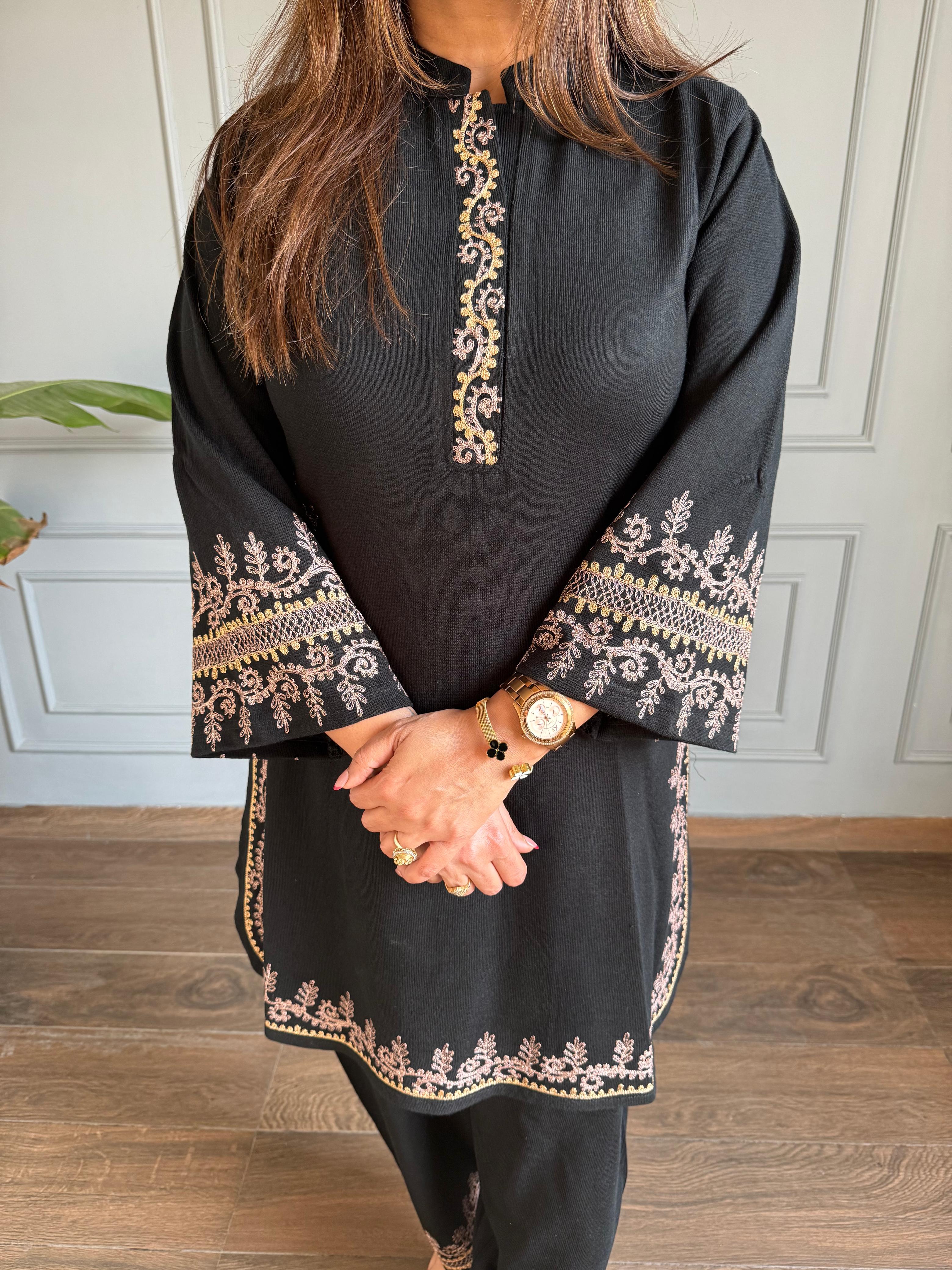 All new farshi salwar woollen embroided co-ord set (Noora)