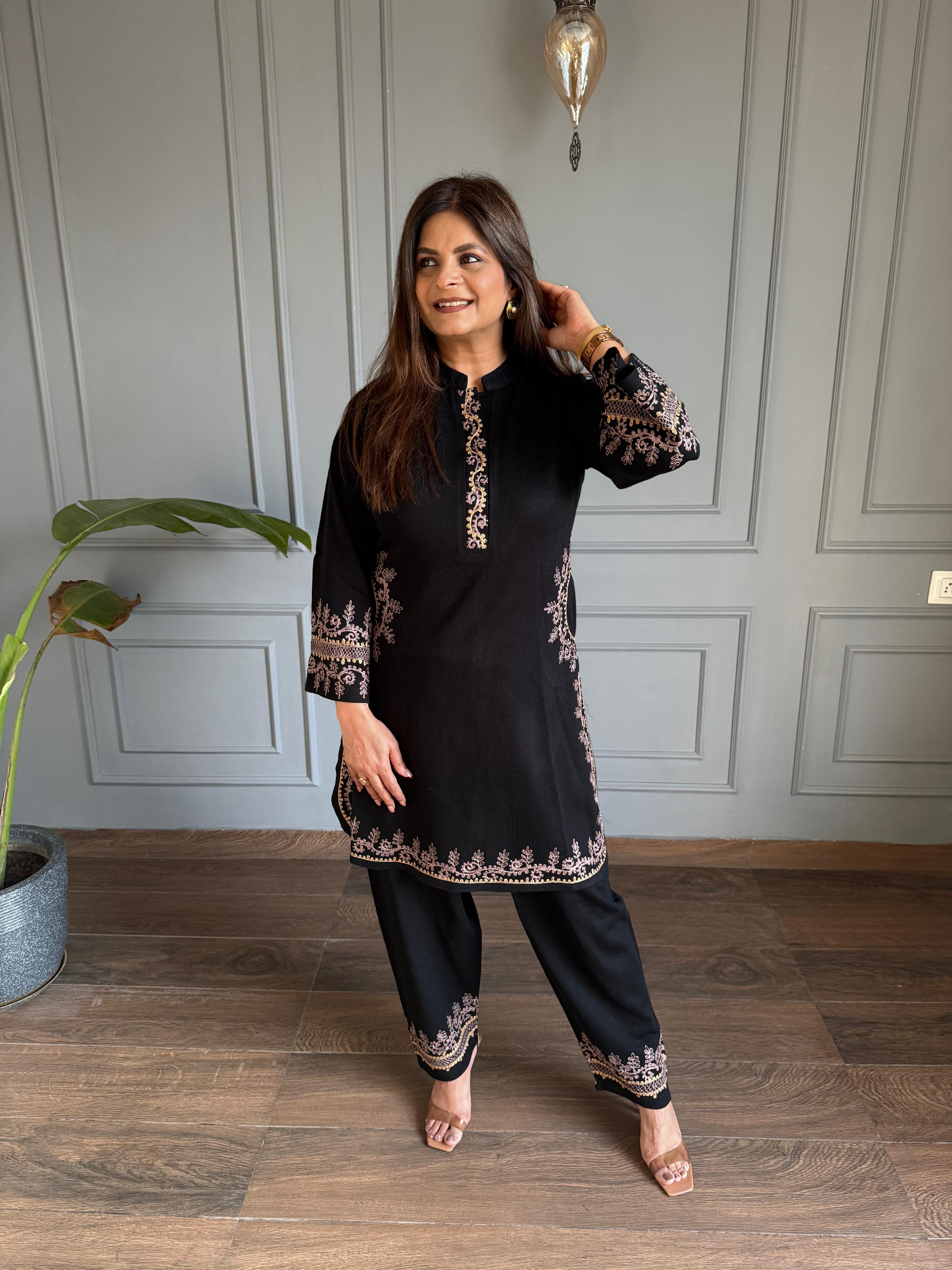 All new farshi salwar woollen embroided co-ord set (Noora)