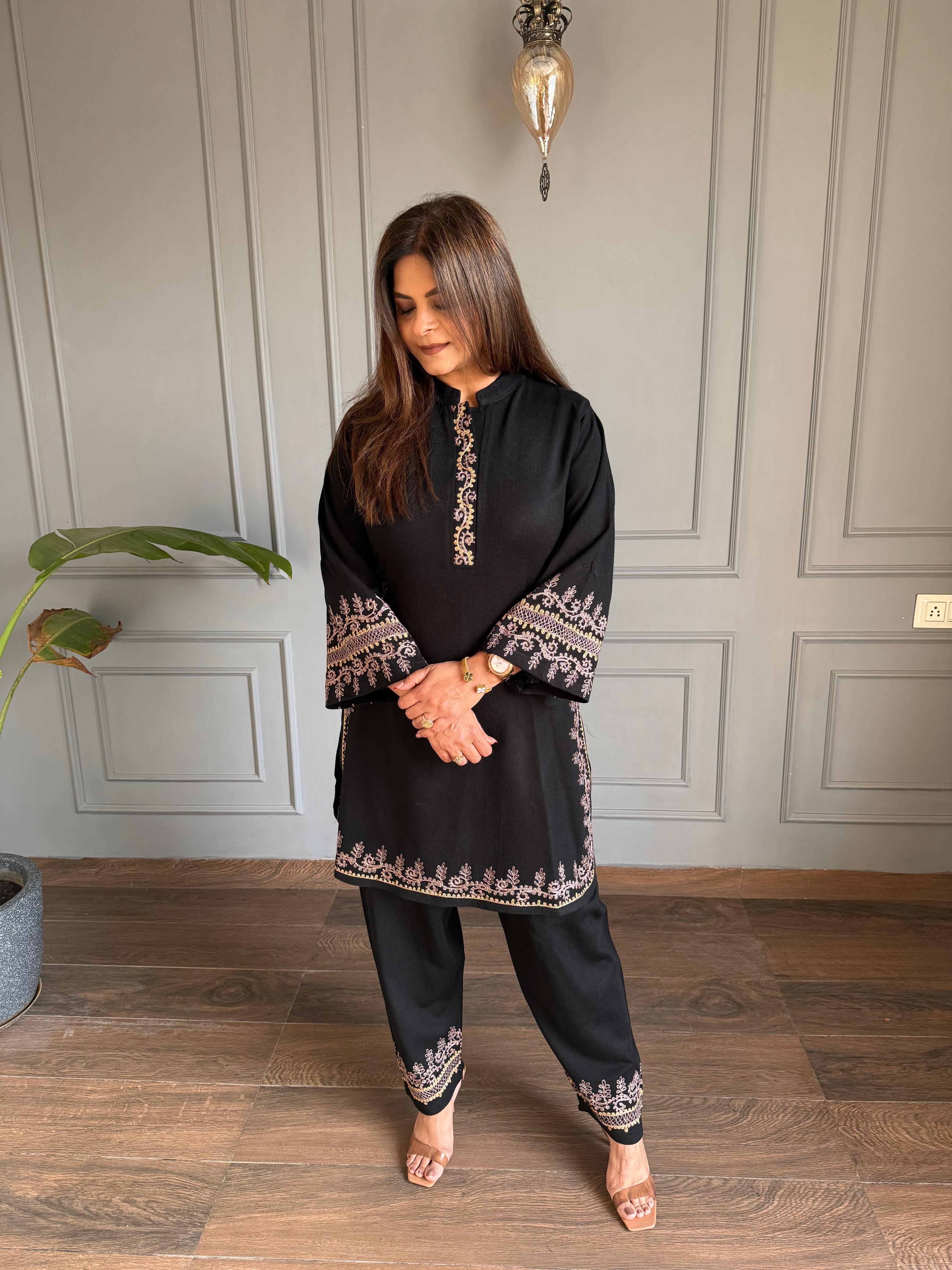 All new farshi salwar woollen embroided co-ord set (Noora)