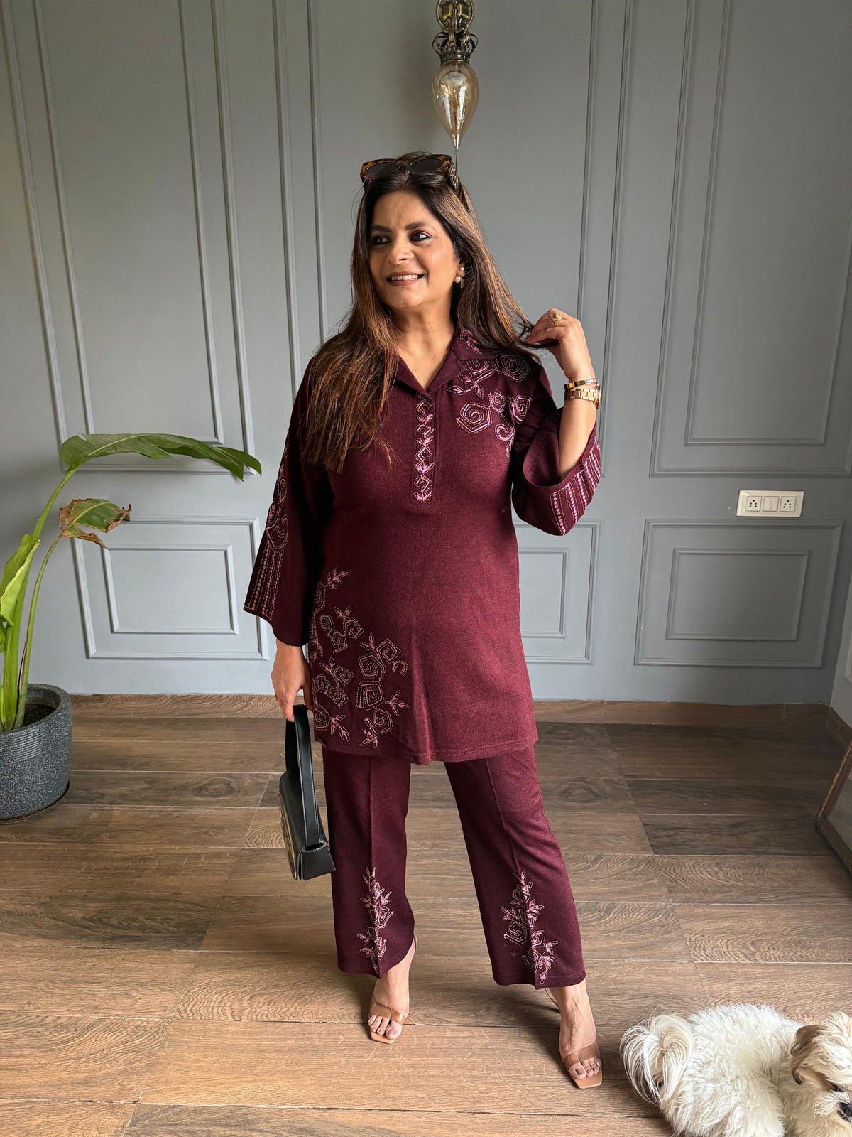 Pure woollen embroided co-ord set (Afza)