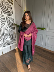 Corduroy velvet formal festive suit with silk dupatta (Shirin)