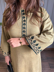 Embroided woollen 2 piece farshi salwar set (Zyra)