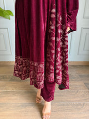 Velvet anarkali painted embroidered dress (Amira)