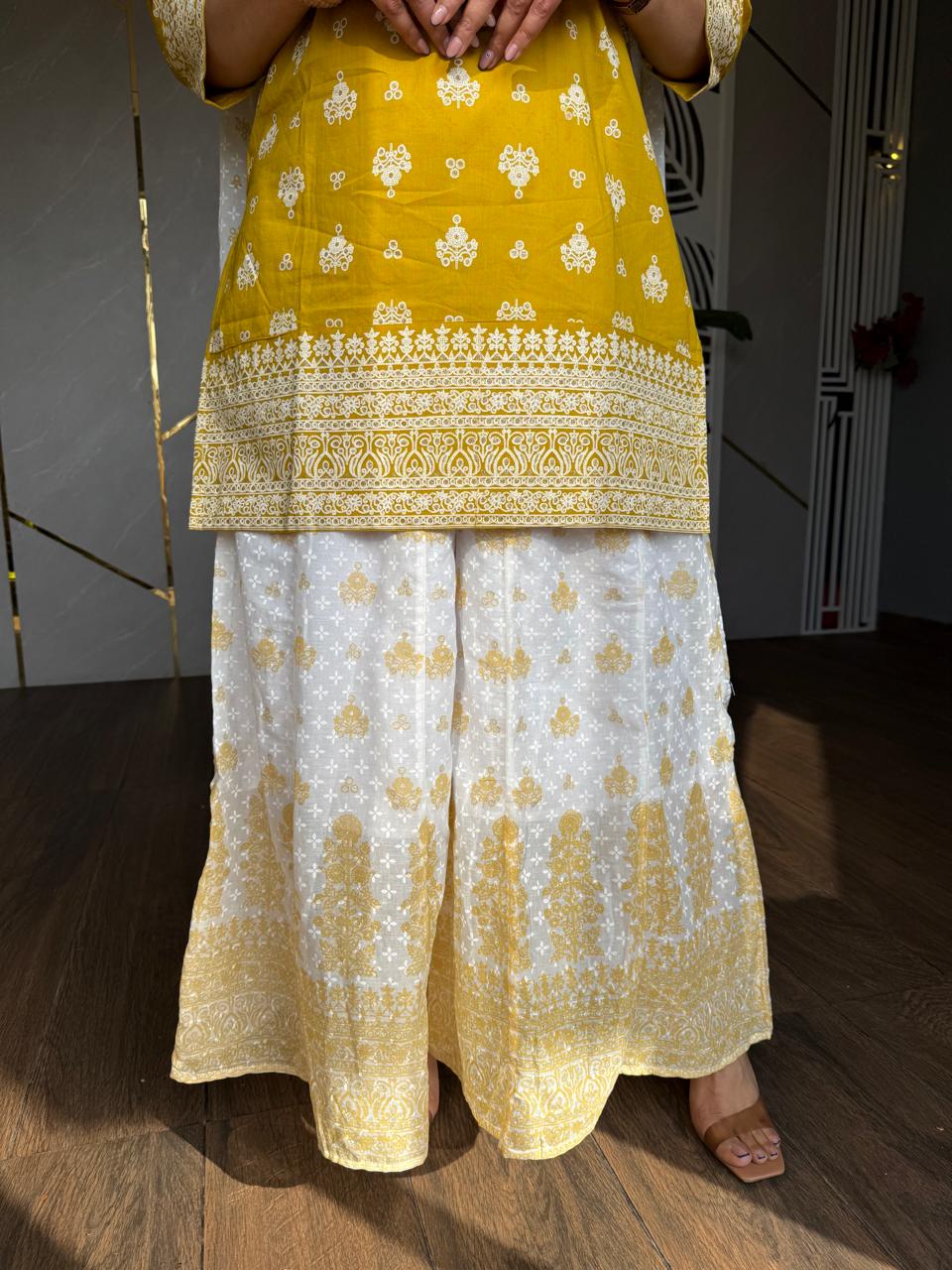 MUL COTTON 3 PIECE SHARARA SET